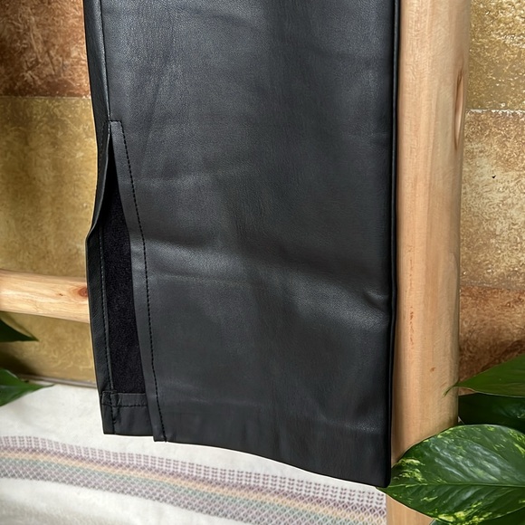 NA-KD Women’s Faux Leather High Waisted Leggings With Ankle Slits - Picture 9 of 12